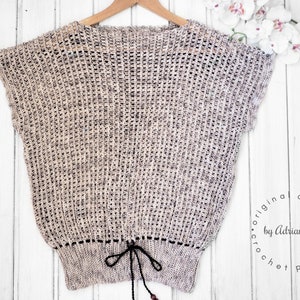 Crochet pattern- knit-look summer BREEZY TOP,jumper,pullover,loose fit,adult,woman,teen,winter,small to plus sizes,lace,textured,ribbing