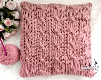 100% C R O C H E T  PATTERN- knit look 3D cables cushion covers,knit look,home decor,diy,textured,decorative,pillow