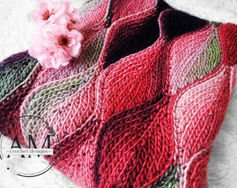 MODELLO ALL'UNCINETTO coperta effetto maglia a FOGLIE, per