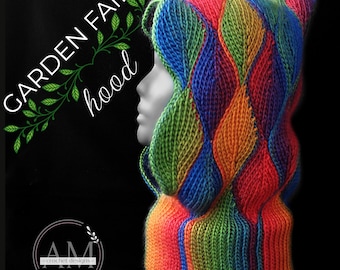 CROCHET PATTERN- Garden FAIRY Hood, Balaklava, Hat, Leaves, Textured, Ribbed, Variegated Yarn