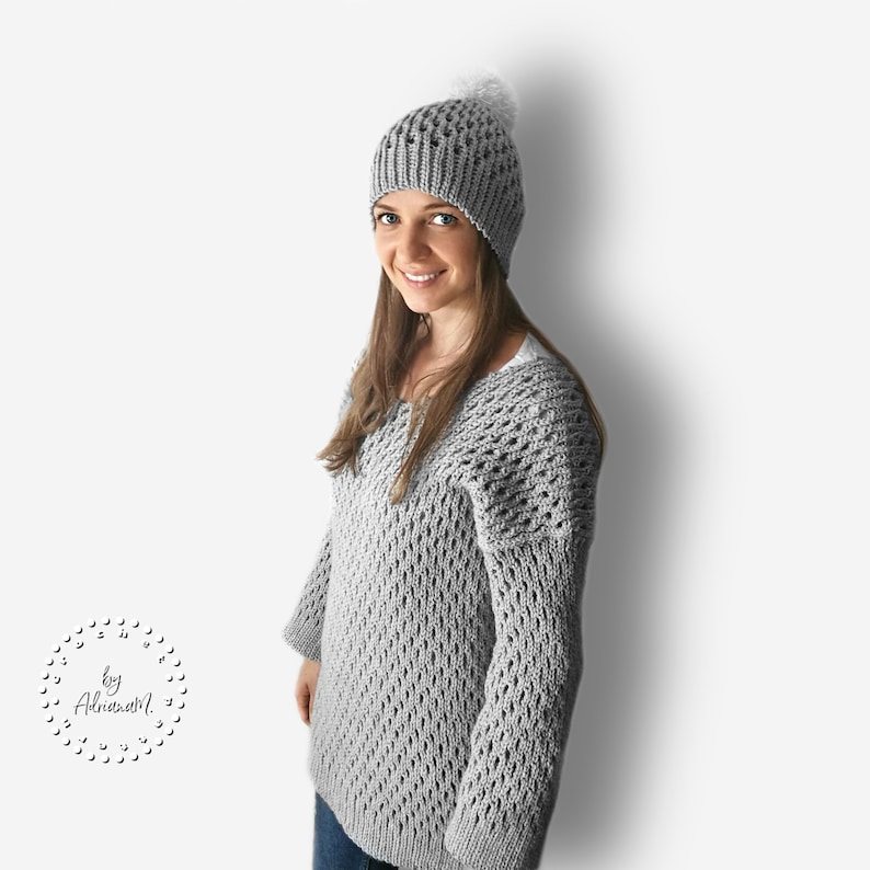 CROCHET PATTERN BELLA knit-look sweater,jumper,pullover,V-neck,loose fit,adult,woman,teen,winter,instant download,tutorial
