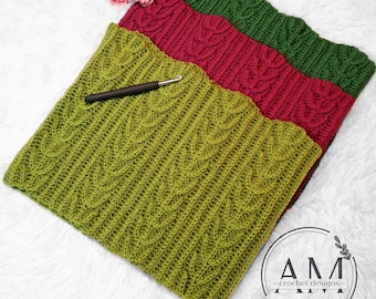 CROCHET PATTERN- CACTUS Knit-look Cowl, Textured, Ribbed, Stitchery, Scarf