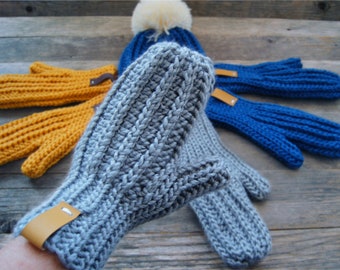CROCHET PATTERN- JAMIE Unisex Knit-look Mittens, Gloves, Textured, Ribbed, Baby to Adult