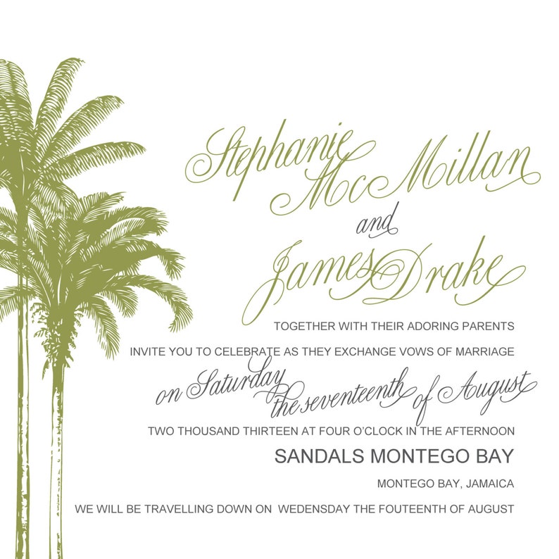Palm Tree Pocket Wedding Invitation Etsy