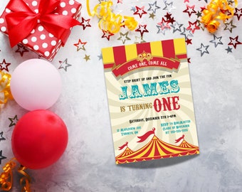 Faire-part de cirque | faire-part d'anniversaire | invitation modifiable | fête d'enfants | invitation pour enfants | anniversaire de cirque | Invitation à une fête de cirque | fête