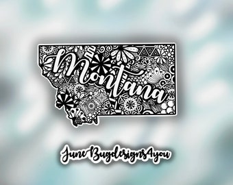 Montana Sticker (Waterproof) Zentangle with Name