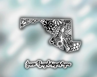 Maryland Sticker (Waterproof) Zentangle