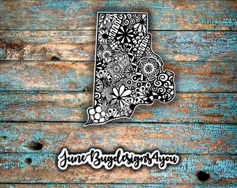 Rhode Island Sticker (Waterproof) Zentangle