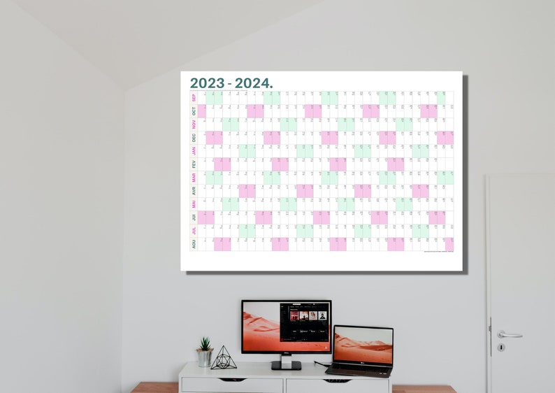 Calendrier Mural Géant 2023 / 2024 PDF Planificateur Digital - Etsy