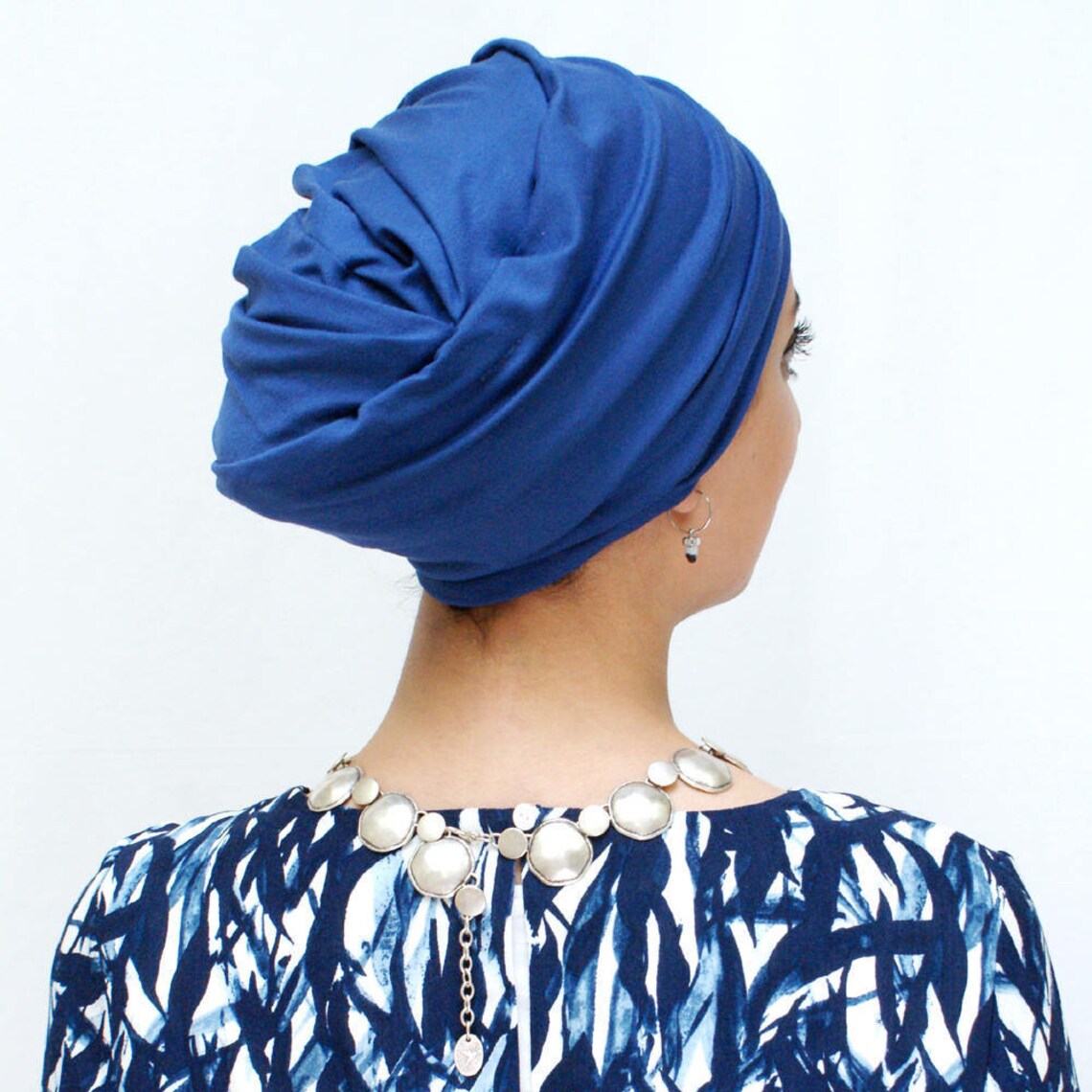 Blue head wrap for women ready to wear hijab turban pretied Etsy