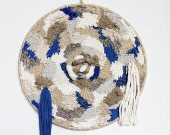 Textile wall art, circular weaving wall hanging