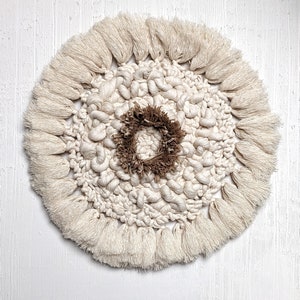 Neutral home decor. Contemporary fiber art. Bohemian decor