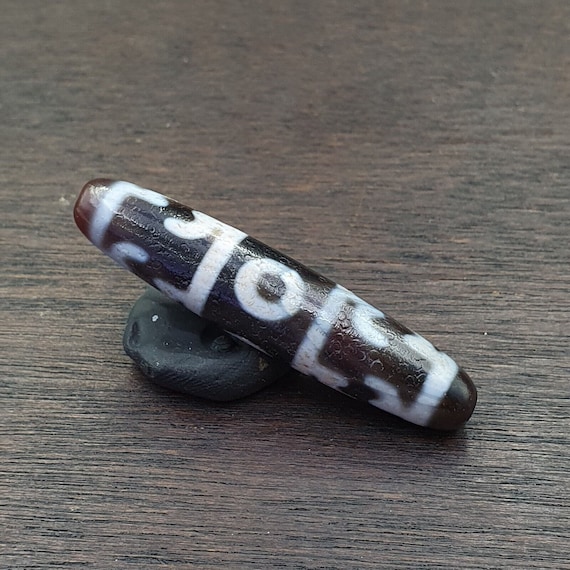 Rare pattern indo tibetan himalayan 4 totem eyes red agate bead amulet dzi