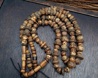 Vintage trade tibetan carving beads beaded necklace