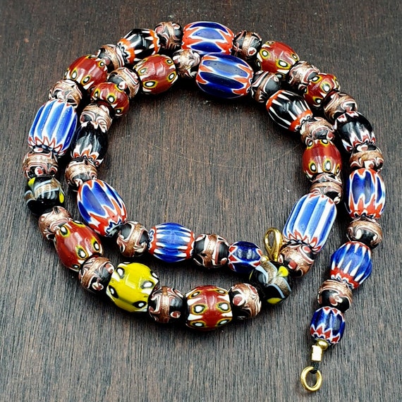 Vintage chevron venetian style multilayers glass beads necklace 15-8mm mch-3Gift