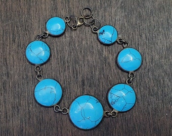 Vintage arfificial turquoise or howlite sterling silver bracelets