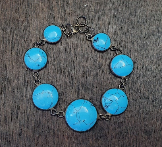 Vintage arfificial turquoise or howlite sterling silver bracelets