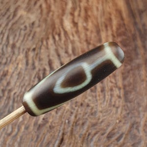 Vintage tibetischer Dzi Perle Achat Stein Amulett - Indo Himalaya 2 Augen Schutz Charme