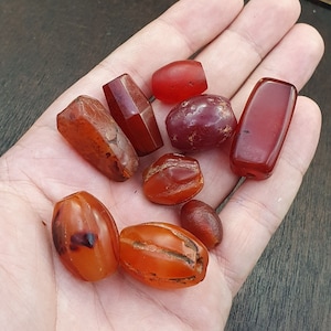 Lot 9 antique red agate himalayan tibetan african agate carnelian beads