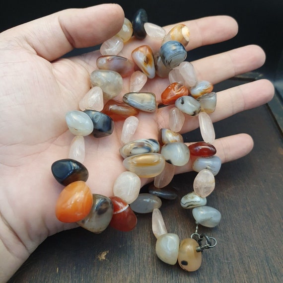 Chinese tibetan carnelian beads necklace agate beads necklace with silver lock
