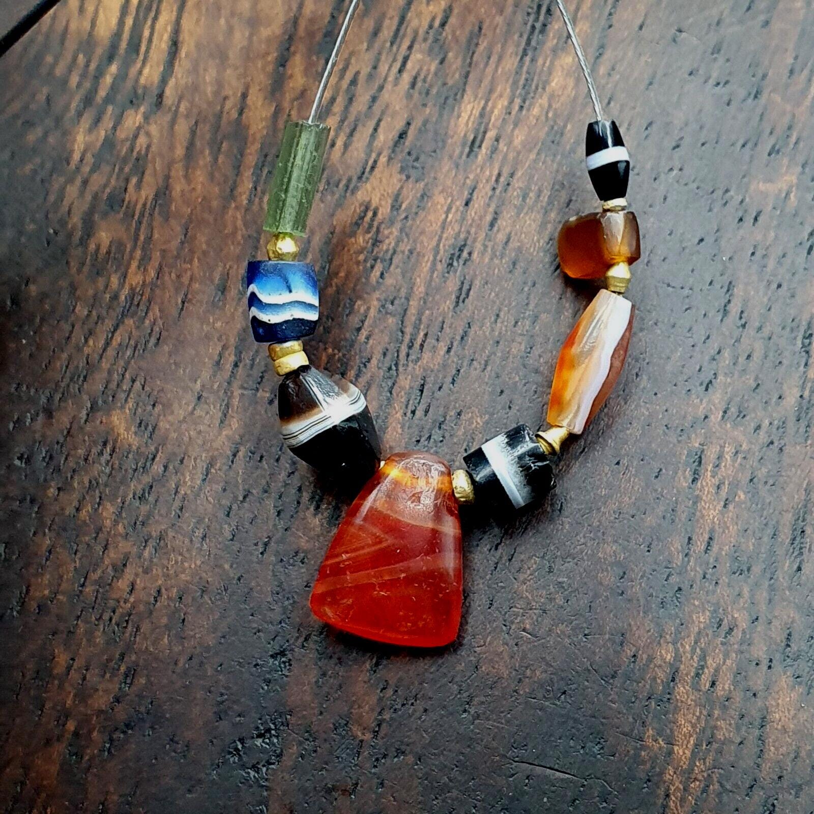 古代イエメン産の金のスペーサー付きアイアゲートビーズ - Etsy 日本