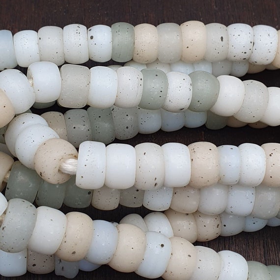 Vintage old african white glass antique beads 11-11.5mm 100+ beads strandGift
