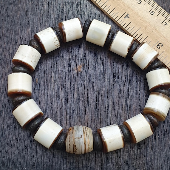 Ancient Antique old dzi agate Genuine Yemeni banded agate beads bracelet