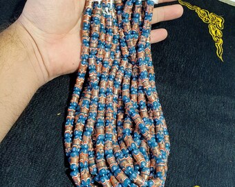 Perles De Verre Aventurine Vintage Bleues - Brin De 17 X 7.5 Mm, Fait Main Népal/Thaïlande