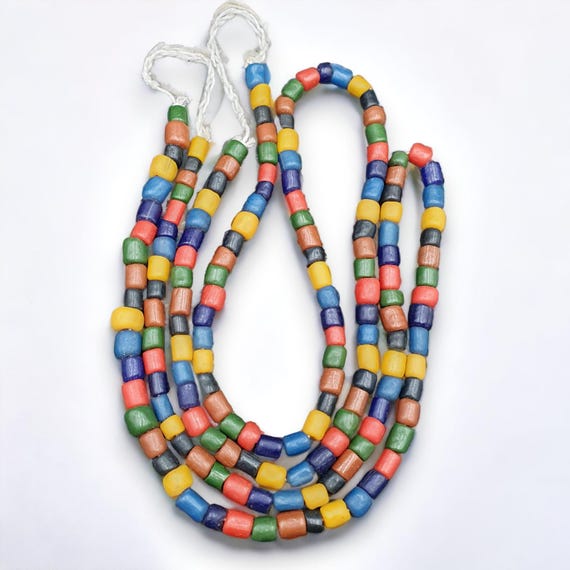 Lot 2 vintage old african mix color glass beads strands necklace.Gift