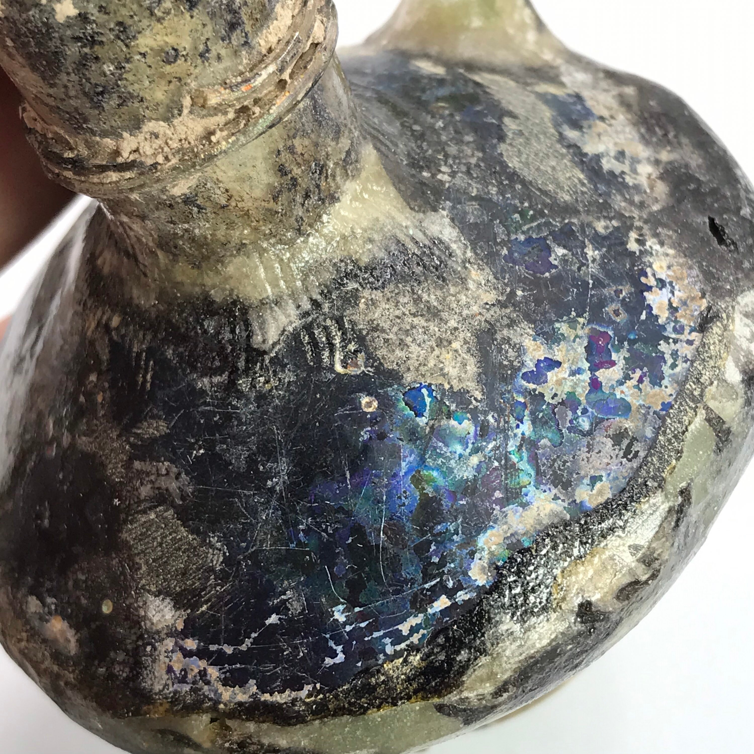 Very Rare Authentic Ancient Old Roman Glass Iridescent Wine Etsy Uk