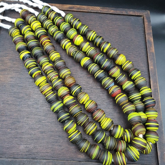 Vintage glass traded glass beads / beaded long necklace 17mm big size beadsGift