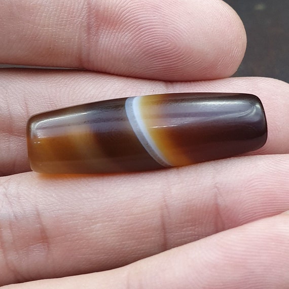 Antique old yemeni agate natural rare pattern banded agate bead  bd-7-16