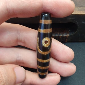 Himalaya Indo tibetanischer Achat Perle seltene Muster 2 Auge Amulett Perle