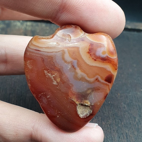 Amazing ancient antique heart shape carnelian agate stone bead amulet