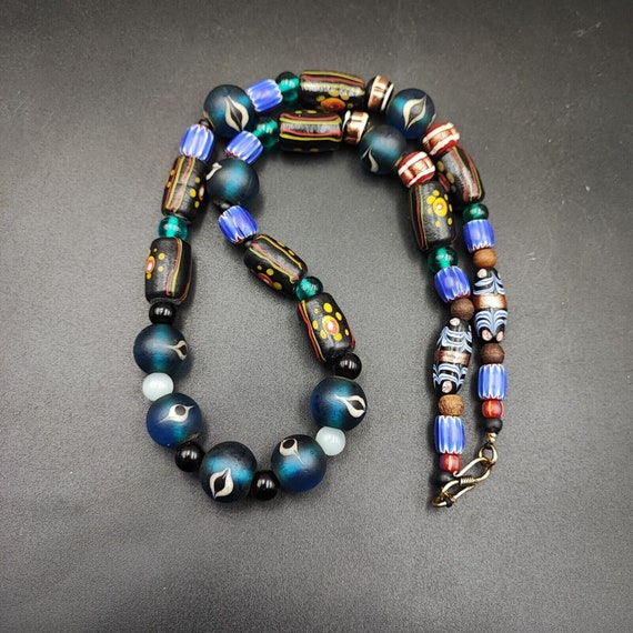 Stunning vintage venetian style chevron feather glass beads mix3Gift