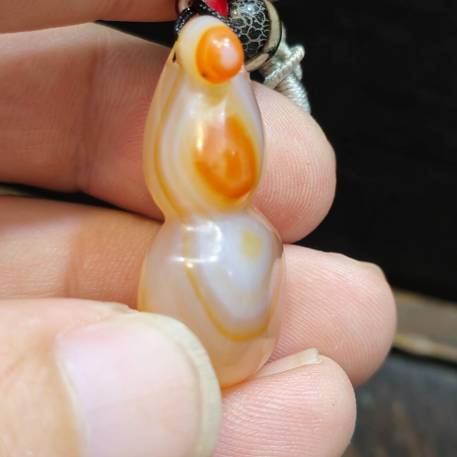 ユニークなチベットヒマラヤオレンジアイアゲートのお守りビーズ #20