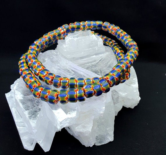 Multi color beads chevrons venetian glass beads african collection necklace 10mmGift