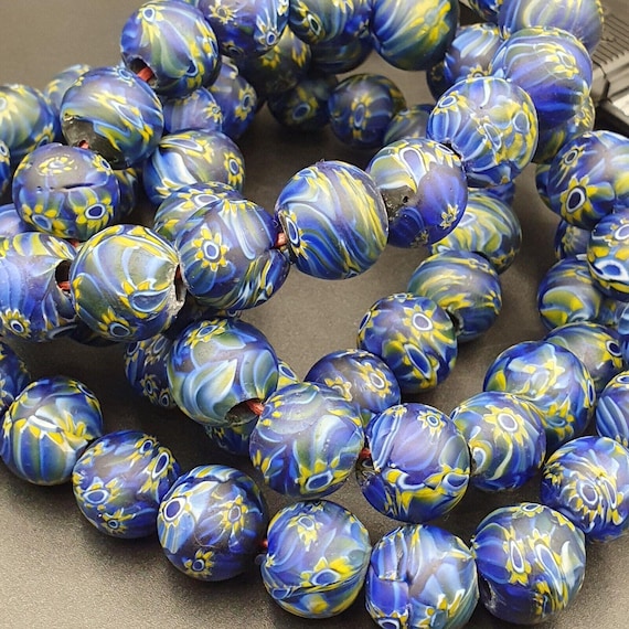 Vintage glass traded glass beads / beaded long necklace 16-18mmGift
