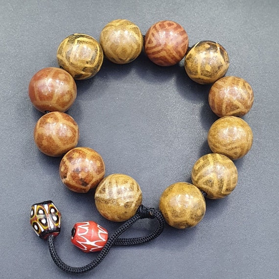 South asian burmese antiques pumtek pyu beads 20 - 22mm lot 12 beads bracelet