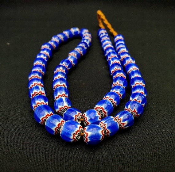 Vintage venetian trade style beads old multi glass chevron beads strand 9mmGift