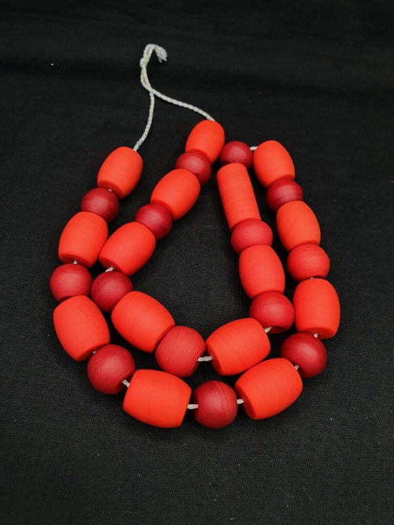 Beautiful red round beautiful glass beads long strand necklaceGift