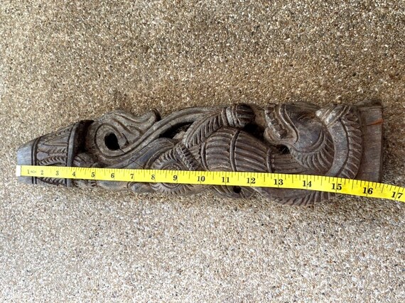 Antique wood carving wall bracket corbel chinese dragon lion 16 inches