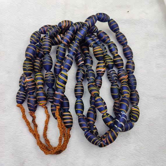 Vintage venerano art fancy  feather beads 18x9.5mm  glass beads 24" necklacegift