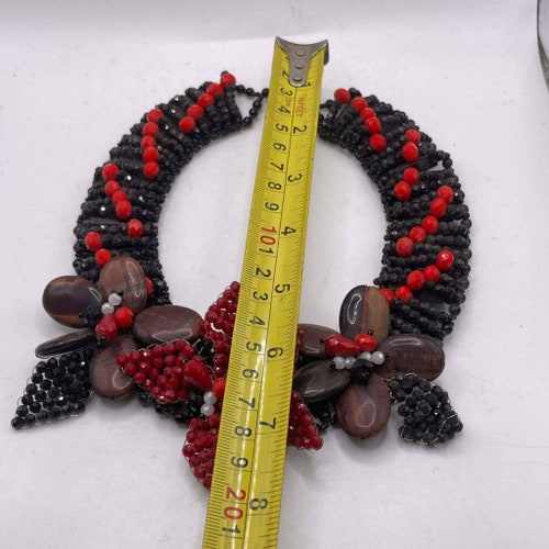 Amazing Vintage shops Beaded Handmade Chain Bib Choker Multi Color Collar Statement Necklace Ethnic Maxi Necklaces For Women
