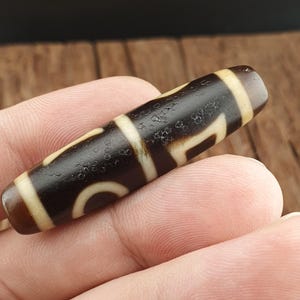 Antike alte tibetische 2 Himmel 2 Erde Achat Stein Dzi Perle Amulett Halskette