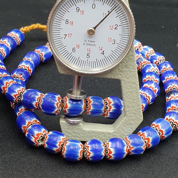 Vintage blue chevron african glass beads necklaceGift