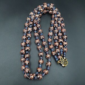 Collier De Perles Vintage En Verre Aventurine - Style Millefiori Avec Motif Plume, Perles De 17x9,5mm - Occasion, Fabriqué En Thaïlande