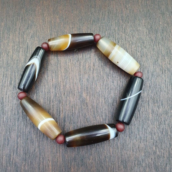Lot 6 antique old yemeni agate natural rare pattern banded agate bead  br1