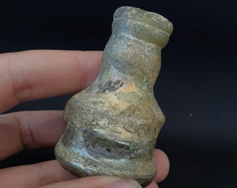 Ancient roman glass iridescent medicine or fragrance glass bottle