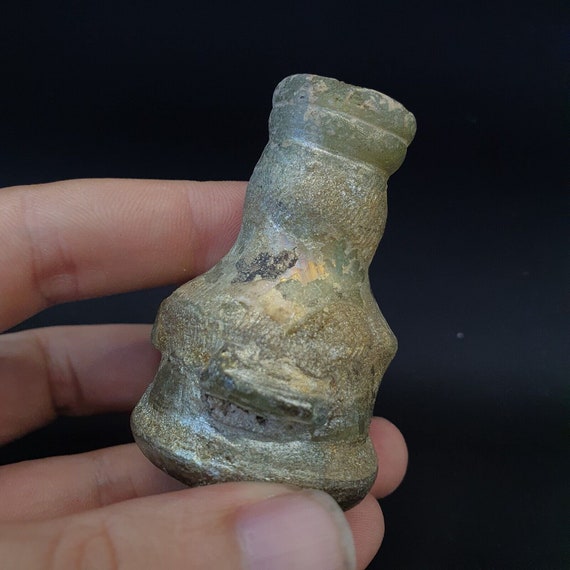 Ancient roman glass iridescent medicine or fragrance glass bottle
